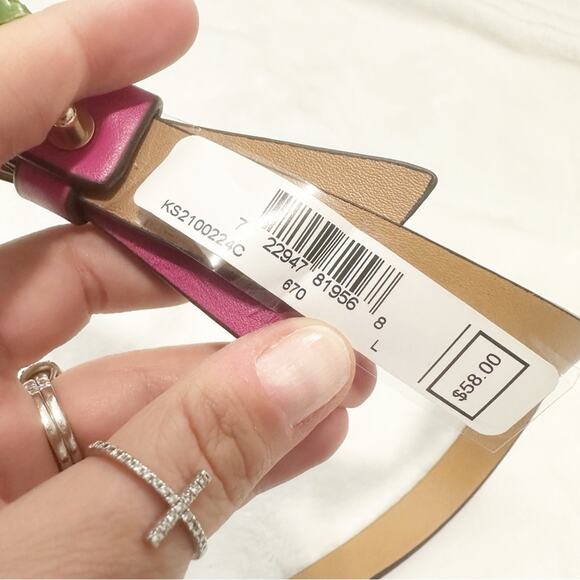 Kate Spade Bow Accent Belt pink cowhide leather size large NWT - Picture 2 of 5